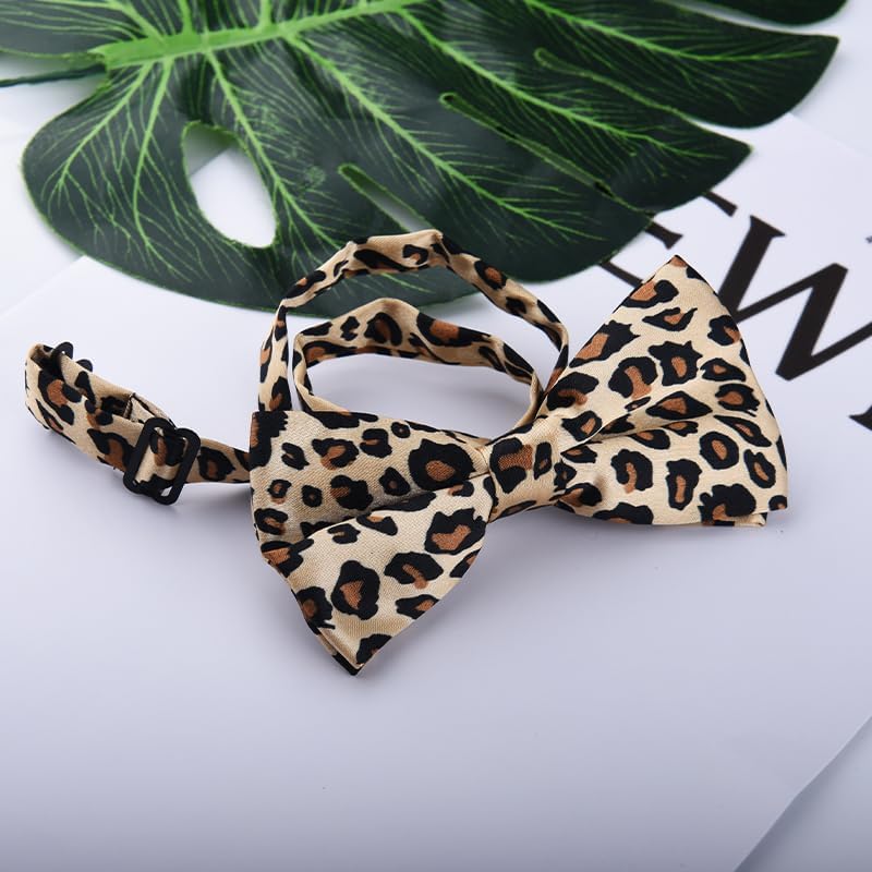 Sdopbinbin Checkered Bow Tie for Men Leopard Bowtie for Mens Dogs Cats Bowtie Cosplay Halloween Bow Ties for Men Women - Image 3
